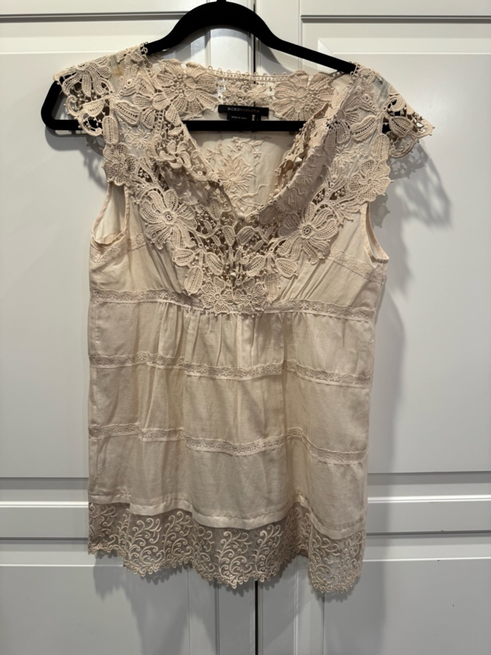 BcBG top in nude colour in small